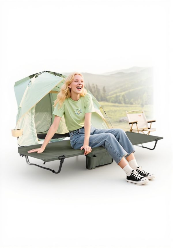 FANTASK Camping Lounger Foldable Lightweight Bed with Side