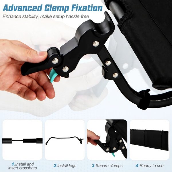 FANTASK Camping Lounger Portable Folding Bed Side Pocket