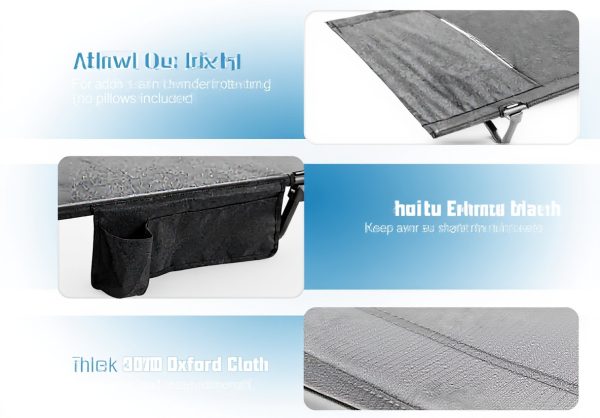 FANTASK Camping Lounger Portable Folding Bed Side Pocket