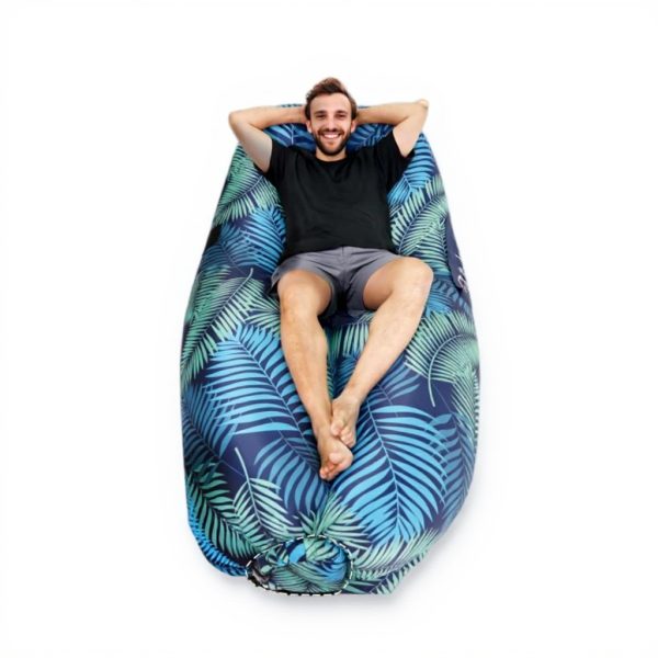 Inflatable Lounger Air Sofa Blue Portable Camping Chair