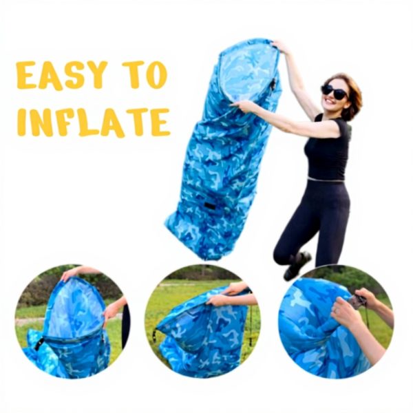 Inflatable Lounger Air Sofa Blue Portable Camping Chair