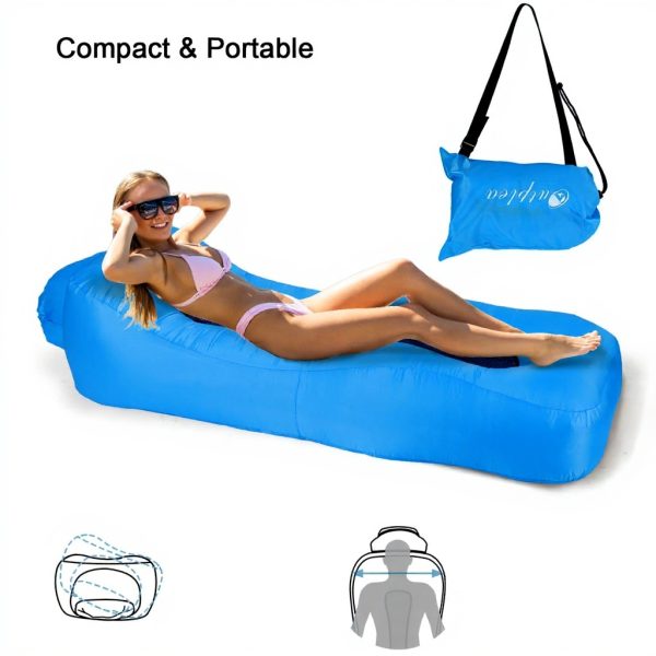 Inflatable Lounger Sofa for Camping Blue Air Beach Chair