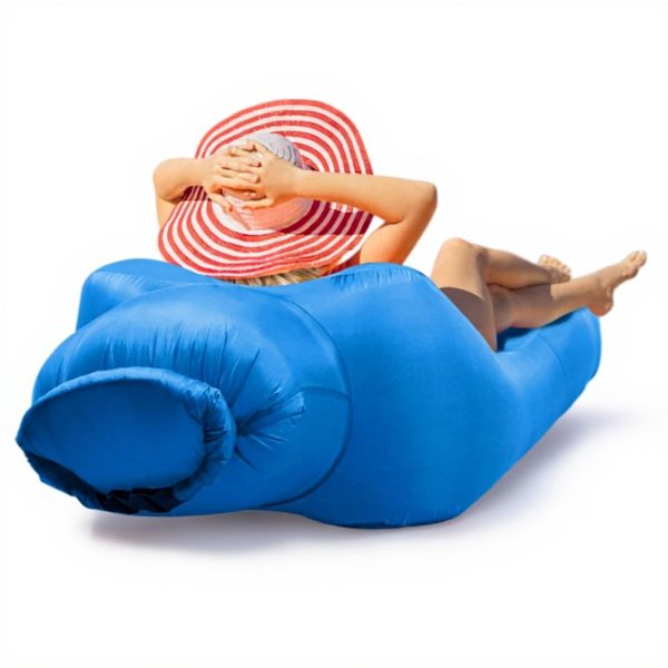 Inflatable Lounger Sofa for Camping Blue Air Beach Chair