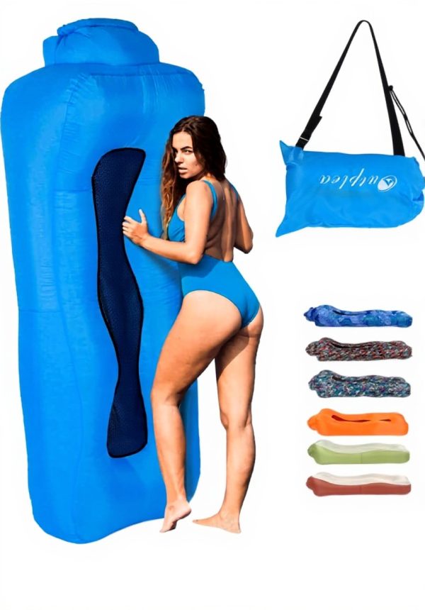 Inflatable Lounger Sofa for Camping Blue Air Beach Chair
