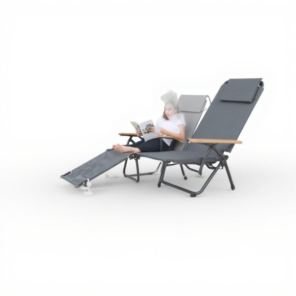 Takeda Outdoor Lounge Bed Camping Black with Elbow Support