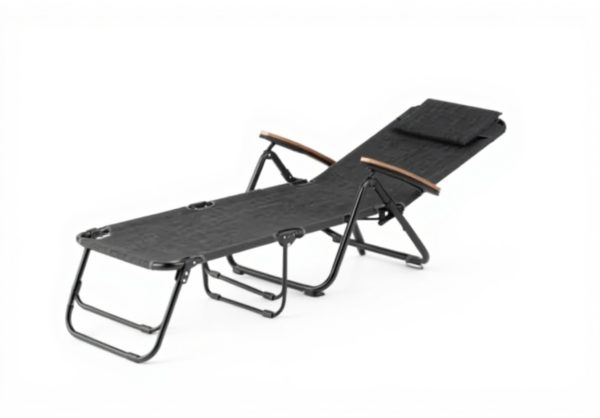 Takeda Outdoor Lounge Bed Camping Black with Elbow Support
