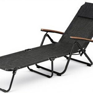 Takeda Outdoor Lounge Bed Camping Black with Elbow Support