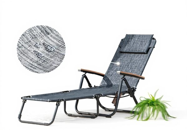 Takeda Outdoor Lounge Bed Camping Black with Elbow Support