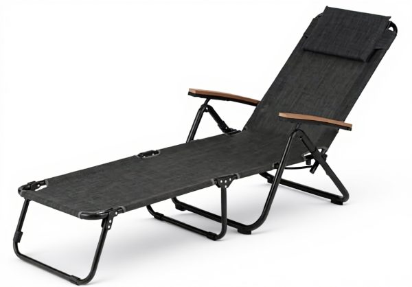 Takeda Outdoor Lounge Bed Camping Black with Elbow Support